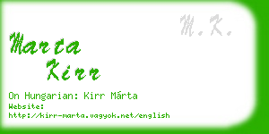 marta kirr business card